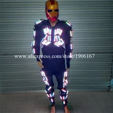 New Design Dance Costume LED Robot Luminous Glowing Suits Party For Men Women Light Up Clothing