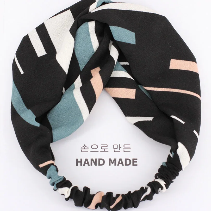 Haimeikang аксессуары для волос для Для женщин крест узел в полоску принт повязка лента для волос шарф корейский стиль Винтаж классический