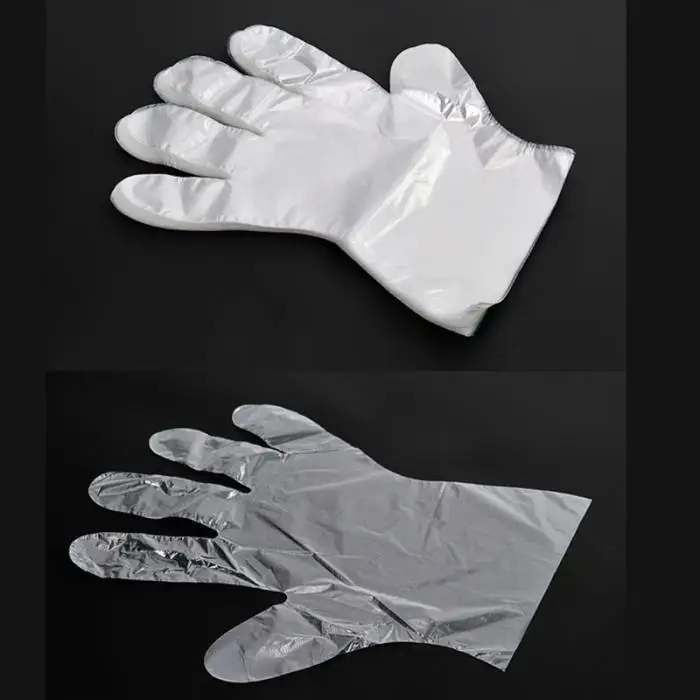 100 одноразовые PE перчатки рукавицы для сада дома ресторана барбекю Посуда мыть P7Ding