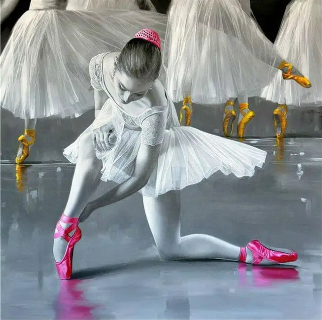 3D,Full round Diamond Painting,Ballet Ballerina,Diamond Embroidery