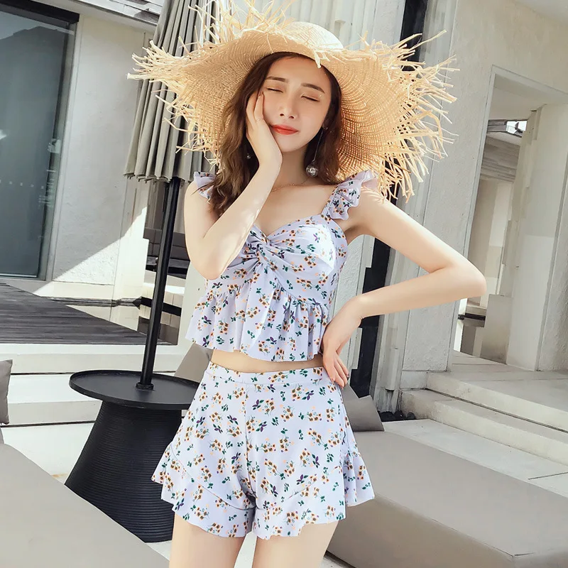 

Woman Bikini Swimsuit Swimwear 2019 Swim Suit Women Rashguard Female New Sexy Culottes Three Piece Print Spandex Sierra Surfer
