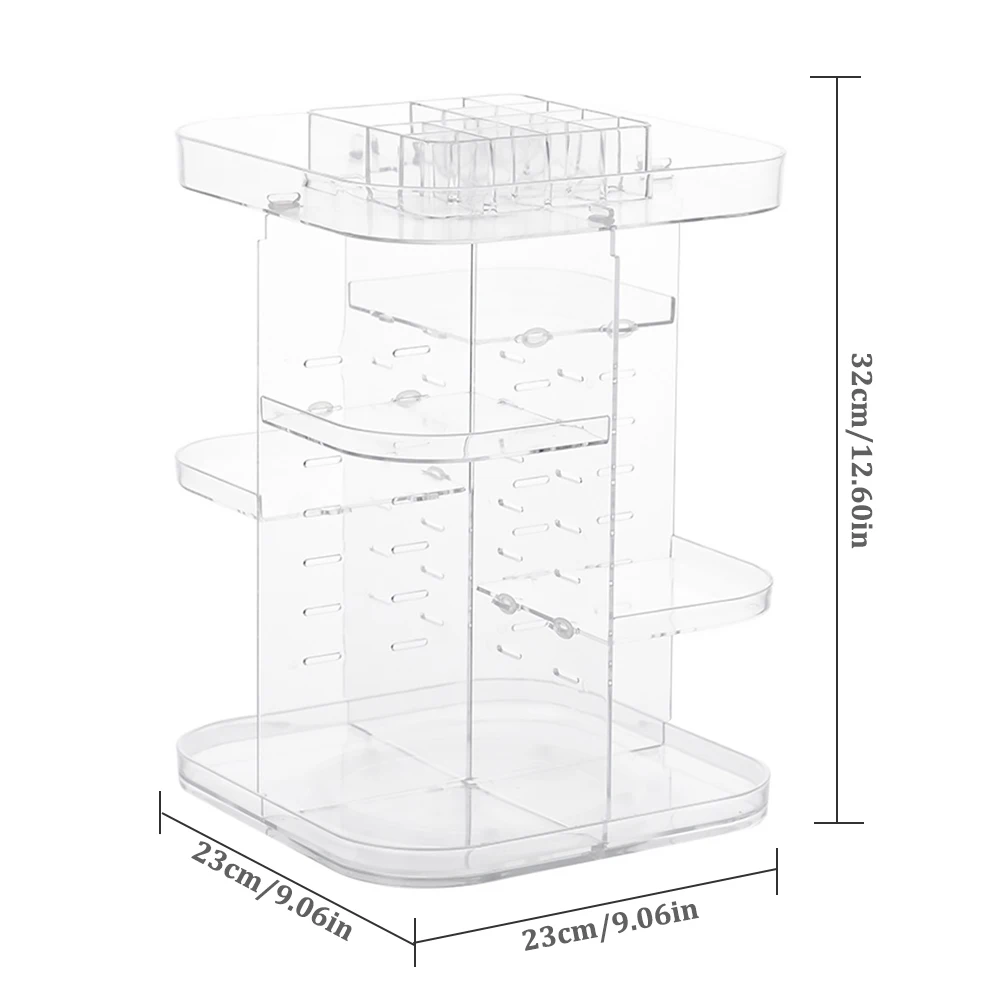 Квадратная вращающаяся стойка для хранения косметики 360 градусов Защита для косметики коробка для хранения Дисплей Чехол Регулируемый органайзер для макияжа