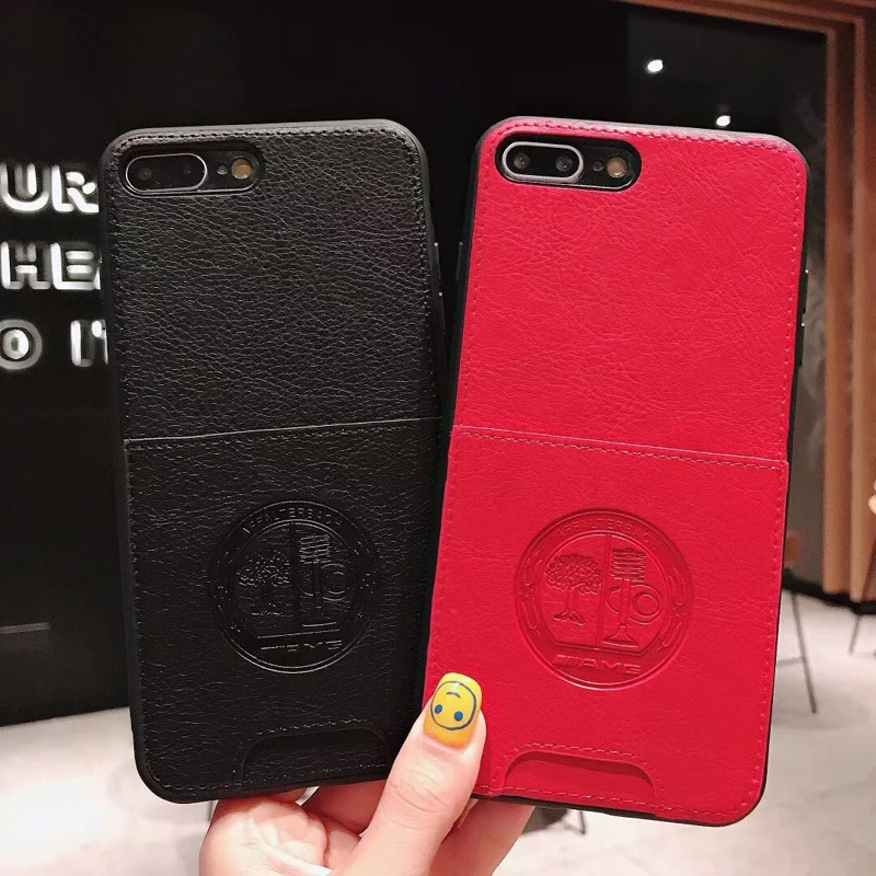 

Car logo Mercedes AMG leather for Apple X mobile phone case iphone6s / 7/8plus iPhoneXR phone case