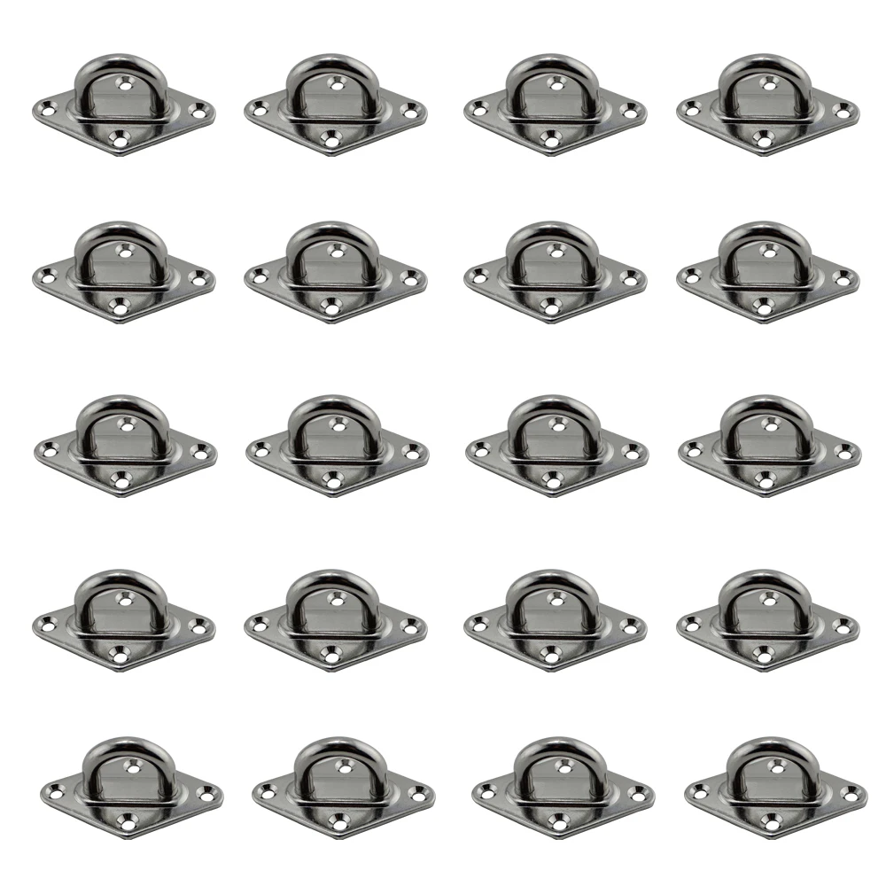 5mm Stainless Steel Boat Diamond Pad Eye Plate Marine Grade 304 Boat/Yacht 20pcs