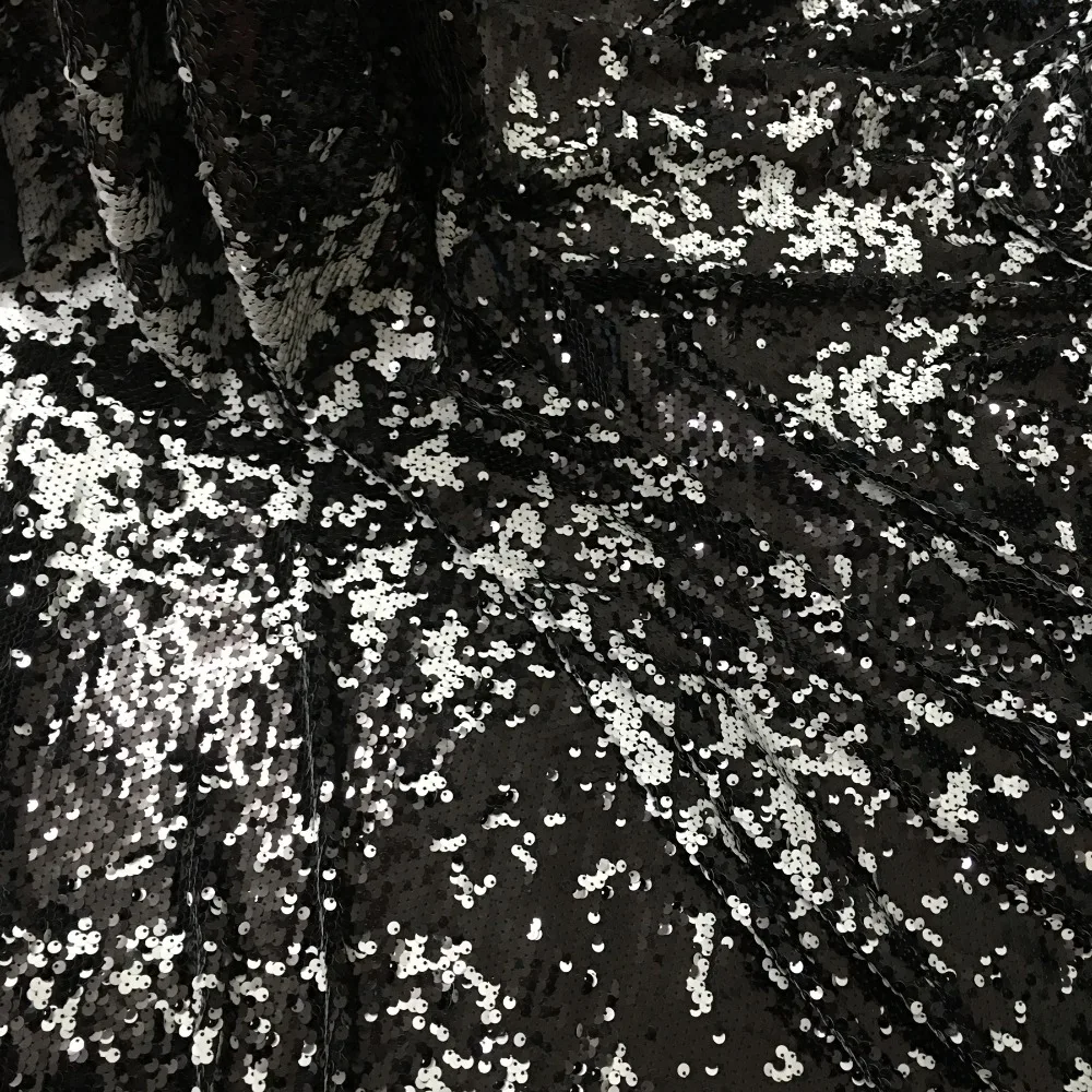 High quality black+white sequins fabric for dresses party