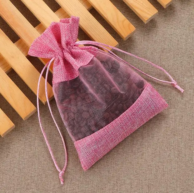 9 цветов на выбор) джутовый Подарочный пакет, Холщовая Сумка на шнурке для поделок, ручная сумка, Подарочная Свадебная сумка для конфет вечерние сумки для декора - Цвет: Color6