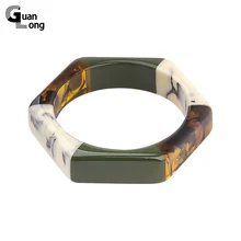 Guanlong moda colorido resina geométrica hexágono pulseiras pulseiras para festa feminina jóias transporte da gota por atacado