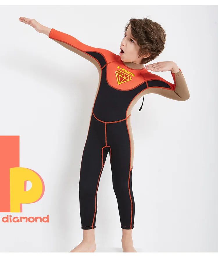 Детский водолазный костюм 2,5 мм неопреновый гидрокостюм для детей, для мальчиков и девочек, сохраняющий тепло, цельный купальный костюм с длинными рукавами и защитой от ультрафиолета