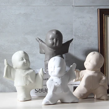 

New Chinese Kung Fu Xiao Sha Mi matte porcelain figurines children character modeling home decor crafts zen ornaments decoration
