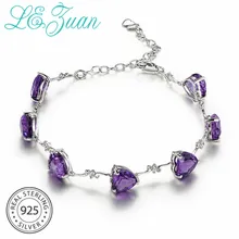 L& zuan естественная форма сердца браслеты из аметиста для женщин 925 стерлингового серебра браслет цепочка фиолетовый драгоценный камень ювелирные изделия подарки ко дню Святого Валентина