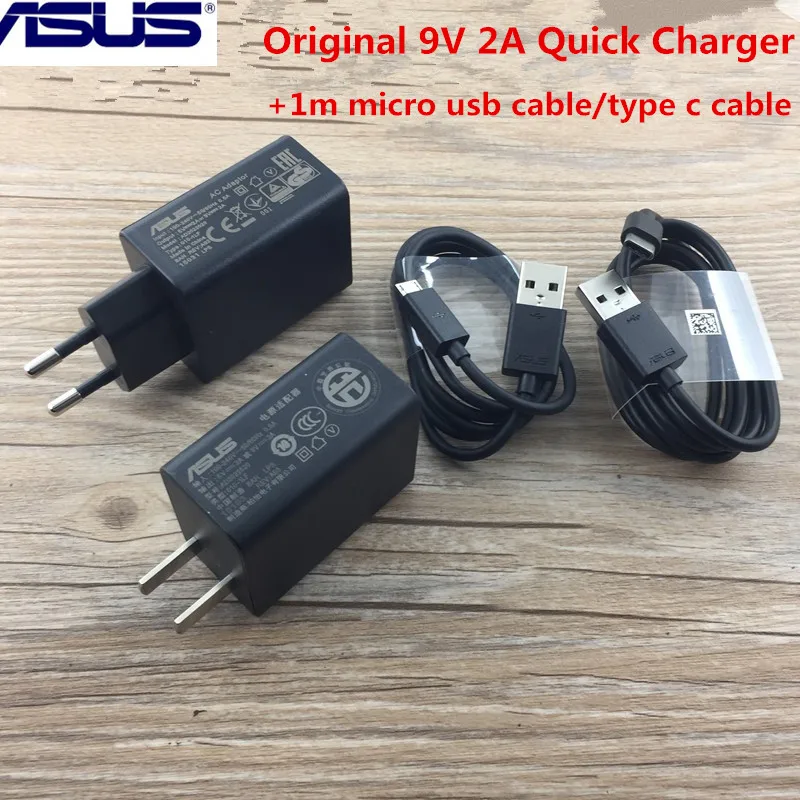 

Original ASUS Quick Charger Adapter Fast Charge 9V 2A Micro USB Cable /Type C Cable For Zenfone 2 3 5 6 3 Ultra 4 selfie pro Max