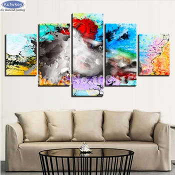 

5pcs/set 5d Diamond Embroidery Color Abstract 3d Diamond Painting Cross Stitch Animal Horse Mosaic Rhinestone Decor triptych