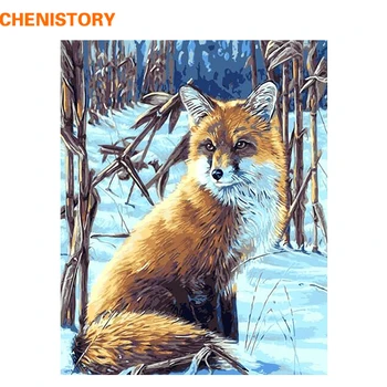 

CHENISTORY Frameless Picture Snow Fox DIY Painting By Numbers Hand painted Oil Painting For Home Decor Unique Gift 40x50cm Arts