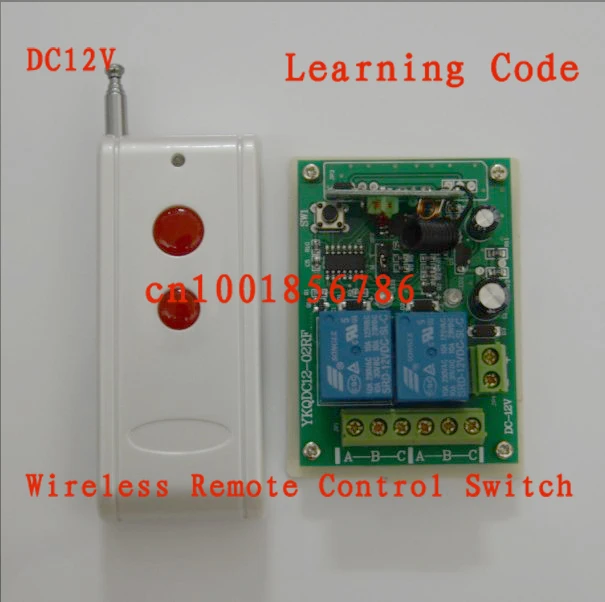 

DC12V 2CH 1000M RF wireless Remote Control switch system receiver board & transmitter 10A Learning code .50pcs/lot