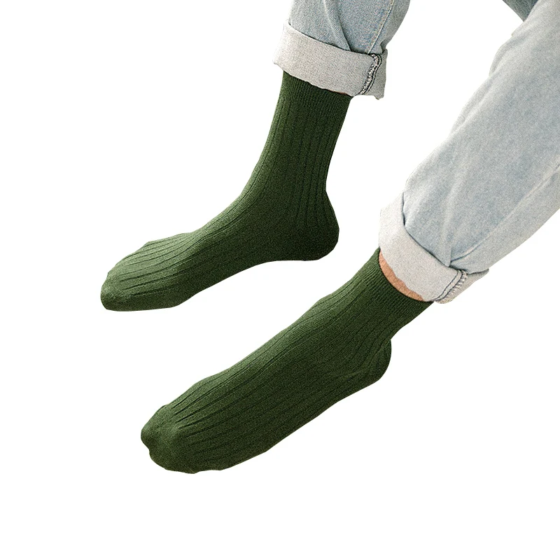 Fashion Solid Business In Tube Men Cotton Thick Socks High Quality