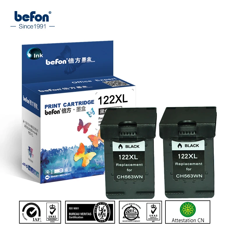 Сменный Черный чернильный картридж befon X2 совместимый с 122 XL для HP Deskjet 1000 1050 1050A 1510