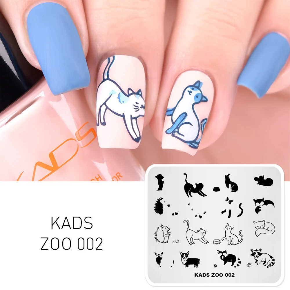 Cheap KADS Nail Stamping Plates Zoo 016 Cute Animals Panda Lion Fox Pattern  Template Printer Manicure Stamp Plate