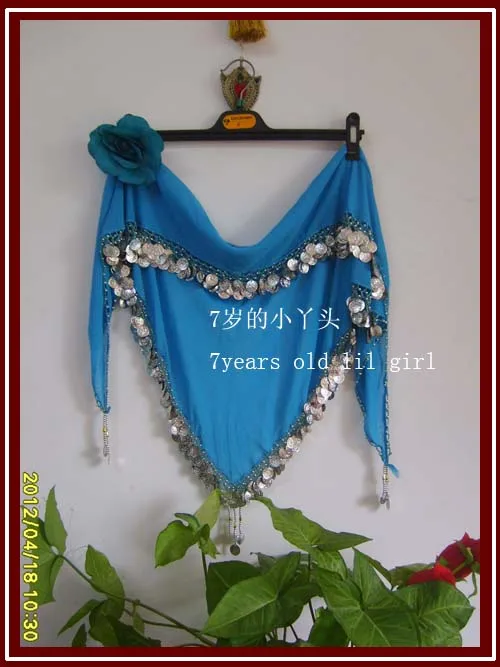 

triangle single rows silver coins belly dance hip scarf belt BN