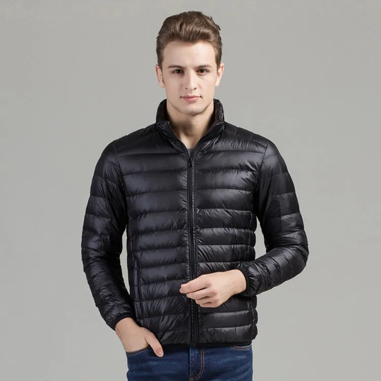 Fashion ultra thin lightweight white duck down jacket men