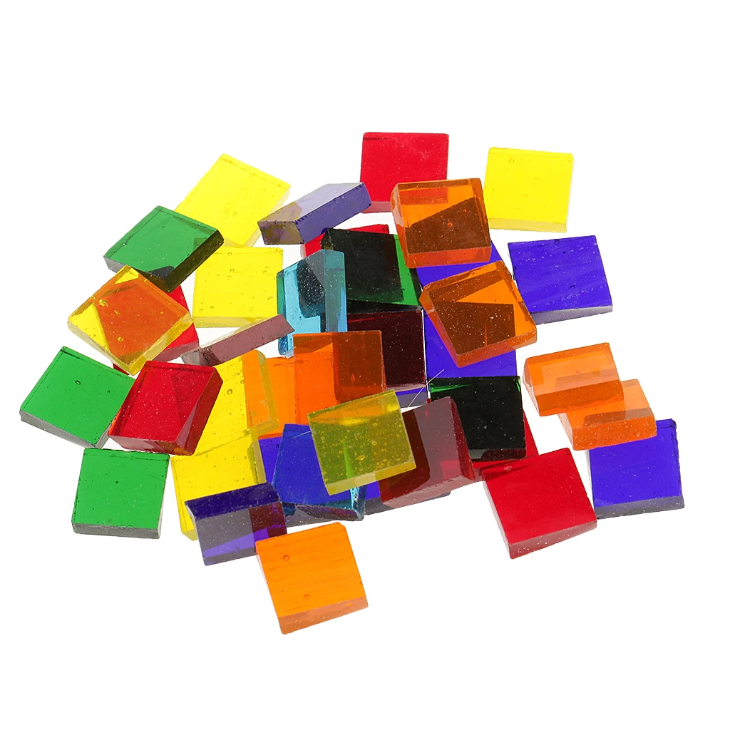 260g Round Square Shape Clear Glass Mosaic Tiles Material for Mosaic Making Kids Crafts Making