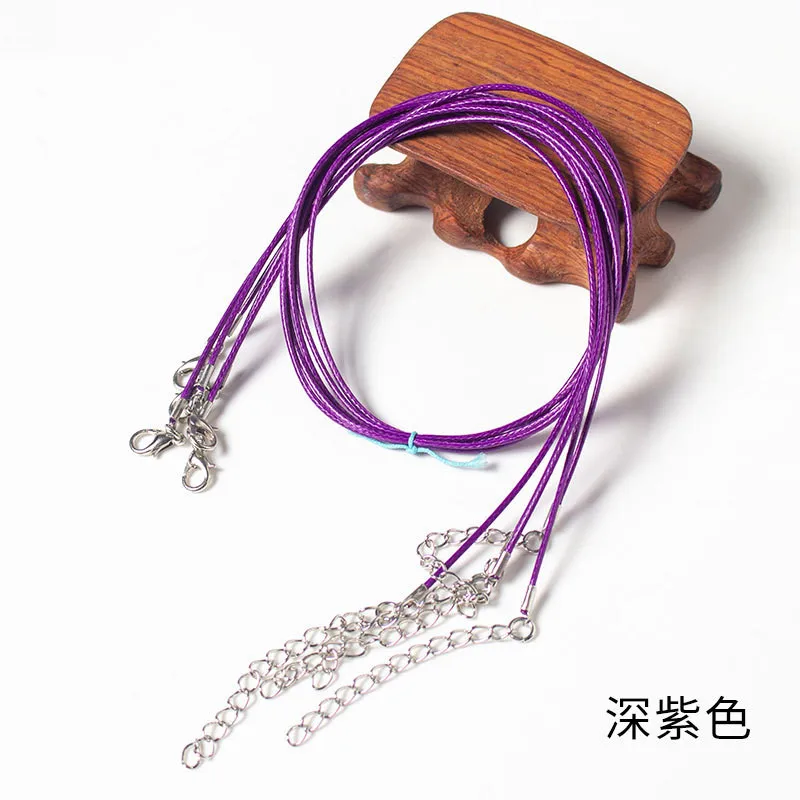10 шт./партия 1,5 мм кожаные регулируемые плетеные веревочные ожерелья ручной работы и Подвески фурнитура застежка-карабин шнур - Цвет: Deep Purple