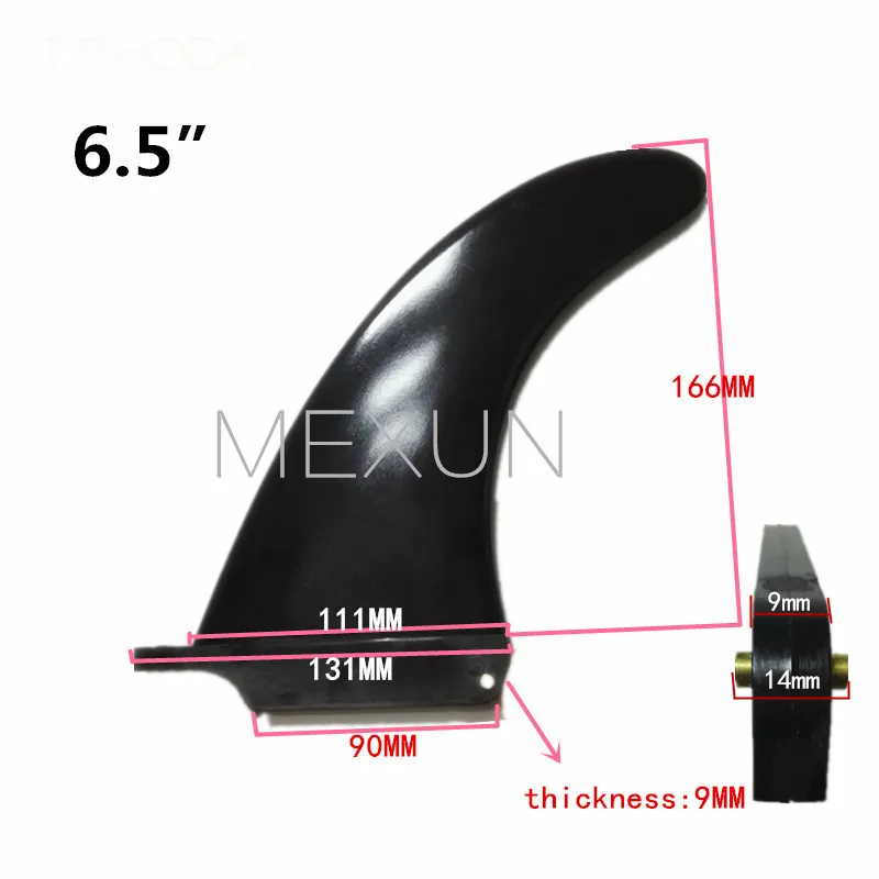 Srfda 6,5 дюйма серфинга плавники доски для серфинга 6,5 "Longboard Fin-Черный-Новый 70% нейлон + 30% стекловолокна