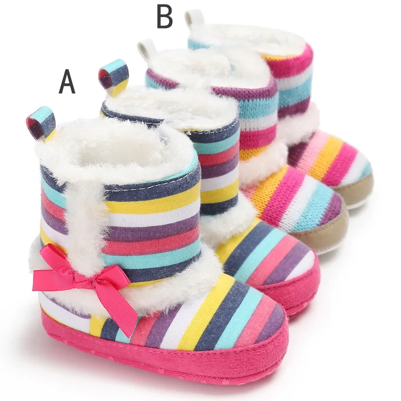 

2018 New fashion lovely bow color stripes baby toddler shoes toddler boots