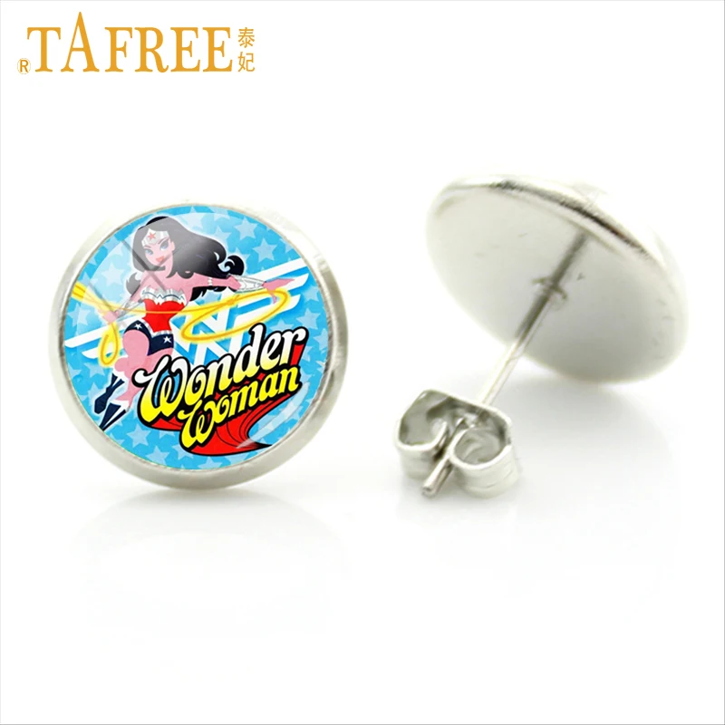 

TAFREE Wonder Women stud earrings 2017 New Fashion Earrings Rhodium Plated send for best friend birthday gift jewlery H687