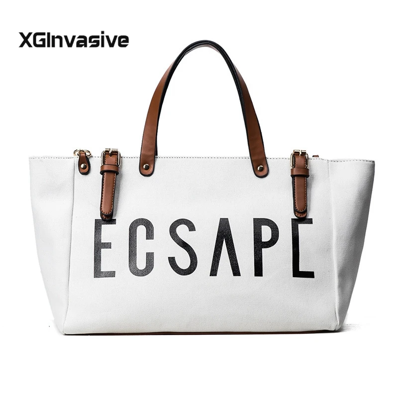 

Women Fashion Canvas Letter Handbag Shoulder Bags black/white Shopping Casual Totes high quality crossbody bags 2019 new design