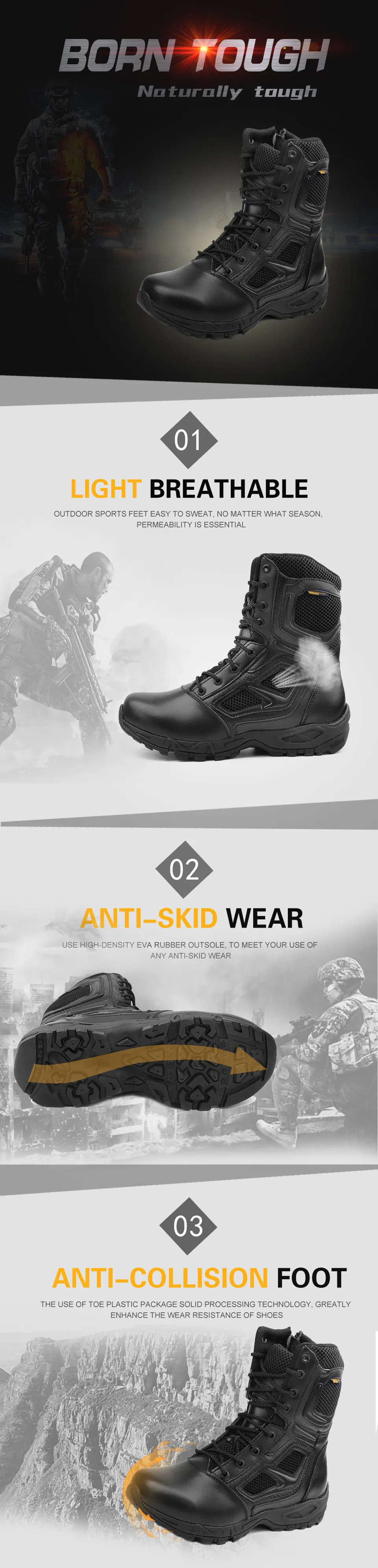 IODSON/Военная тактика; мужские Ботильоны; армейские ботинки; Уличная обувь спецназа; кожаные водонепроницаемые рабочие ботинки; размер 3