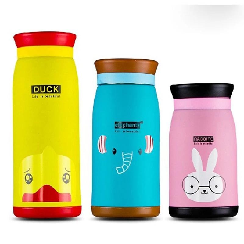 350ml/260ml Thermal Mug Cartoon Duck Deer Elephant Panda Lion Animal Thermos Cup For Women Kids Water Bottle garrafa termica