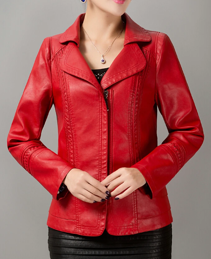 high quality women's clothing leather women coats long sleeve spring