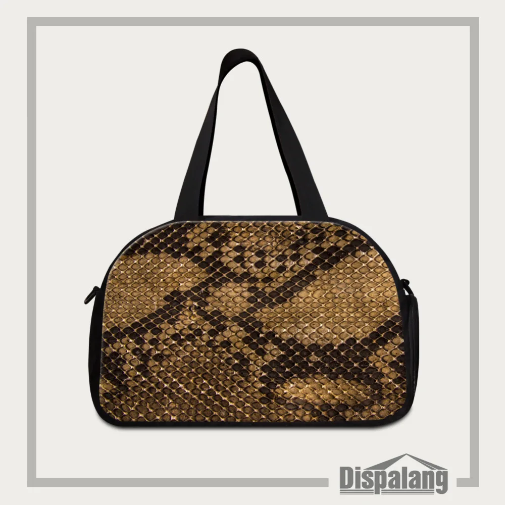 

Snakeskin Pattern Women Travel Duffle Bags Cool Men Large Luggage Bag Brand Female Travel Bag With Independent Shoe Socket