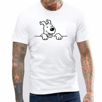 

2019 Kroean White Harajuku Tops Camiseta Mujer Man Tees Snowflake Head Adventures of Tintin T-shirt Cotton Men New Short Sleeve