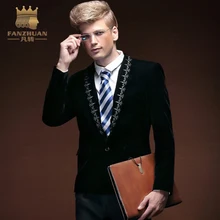 FANZHUAN, высокое качество, Мужской Блейзер, приталенный, на одной пуговице, пиджак, черный, весна, осень, верхняя одежда, пальто, вышивка, костюмы для мужчин