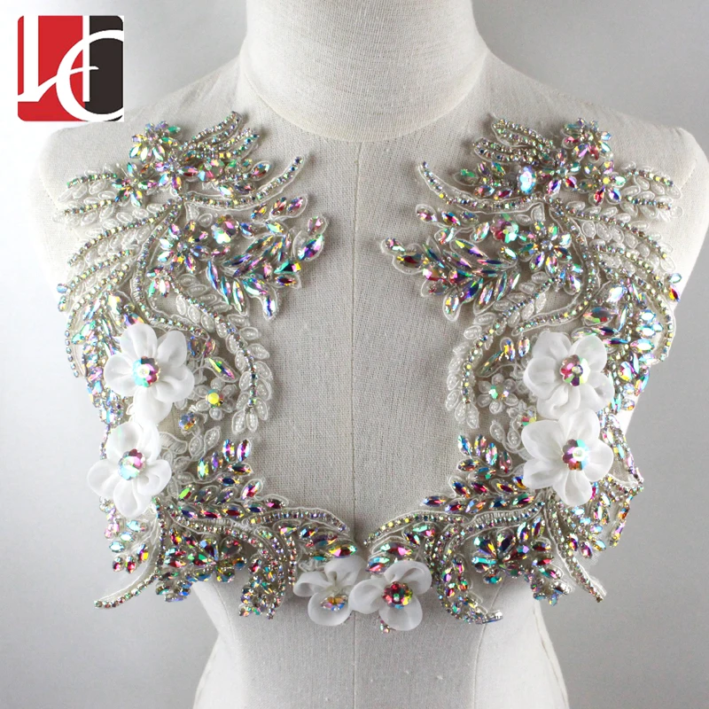 

HC-4590 Hot sale most popular elegant style rhinestone DIY applique for dress