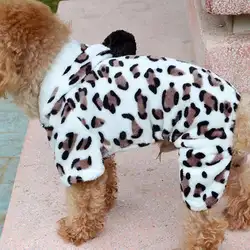 TINGHAO собака одеть собака толстовки Leopard теплая зима Собака Щенок Одежда Толстовка комбинезон пижамы из Одежда для собак