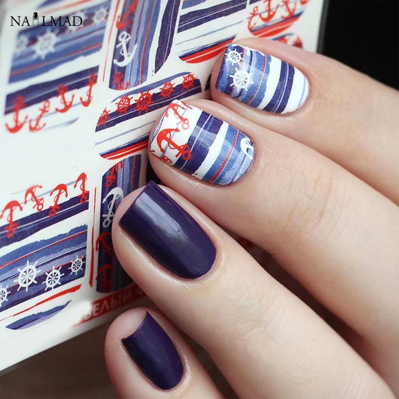 

1 sheet Anchor Nail Water Decals Navy Anchor Nail Art Sticker Rudder Water Slide Sticker