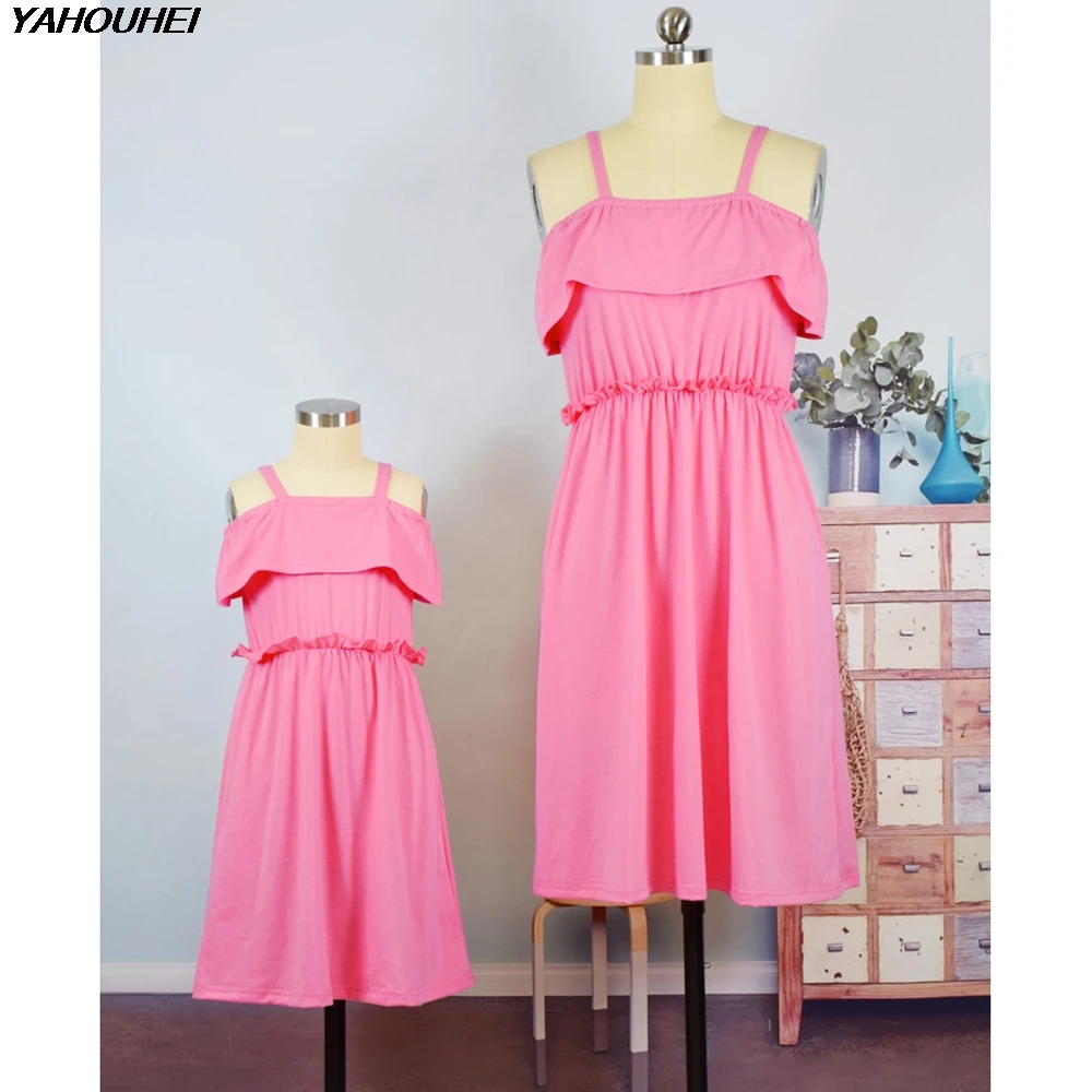 

Mom Baby Girl Dress Sweet Mother Daughter Short Dress Family Matching Dresses Girl Family Matching Outfits Women Girl Rose Dress