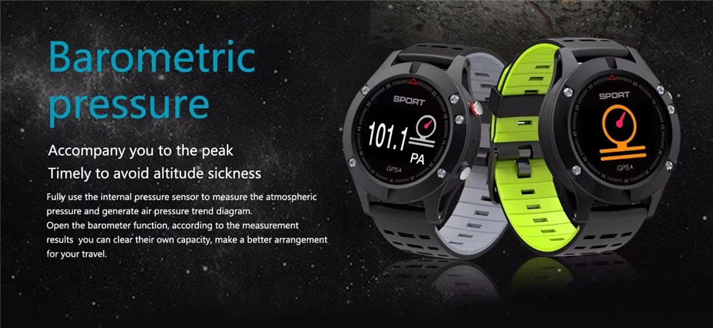 F5 gps Смарт электроники Wearable Devices (носимое устройство) Acticity трекер сердечного ритма, Смарт-часы высотомер барометр термометр