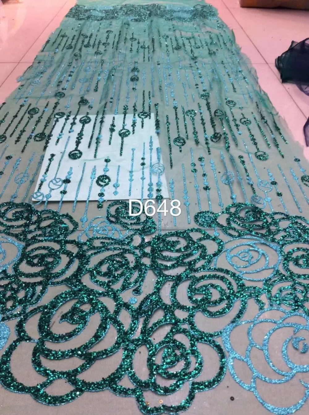 

Mix two color 5yards mesh glitter lace fabric for African wedding /evening dress