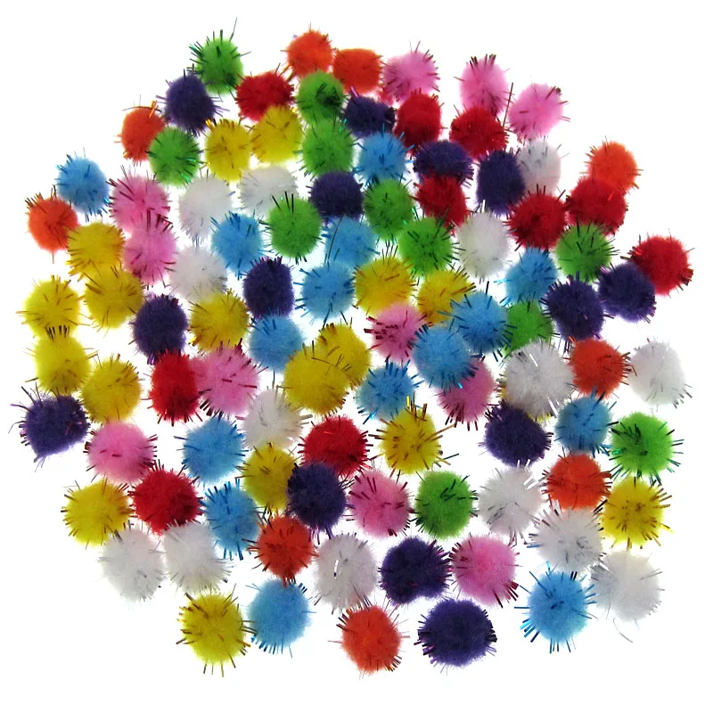 500Pcs 10mm Mixed Glitter pompoms soft pom poms balls Arts Toys DIY Craft Supplies Sewing Fabric pompoms wedding Home Decoration