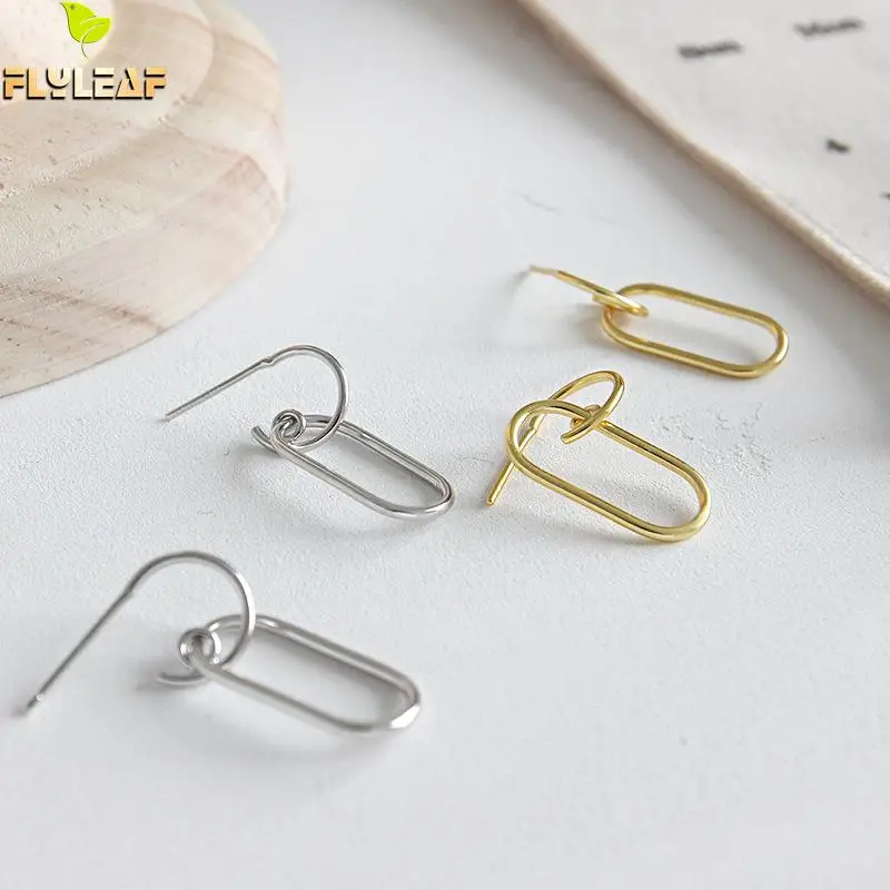 

Flyleaf 925 Sterling Silver Earrings For Women Gold Jewelry Oval Femme Simple Dangle Drop Gold Earings Fashion Jewelry Ins Style