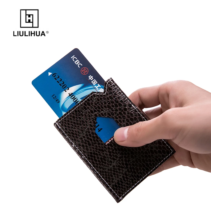 LLH передний карман кошелек с RFID блокировки Бизнес мужской Card наличными пакет минималистский типа Slim из натуральной кожи кредитной держатель для карт