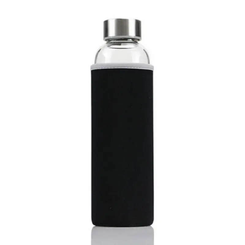 550 мл наружная портативная Изолированная стеклянная бутылка для воды бутылка для сока, чая, молока чашка кружка магазин - Цвет: Черный