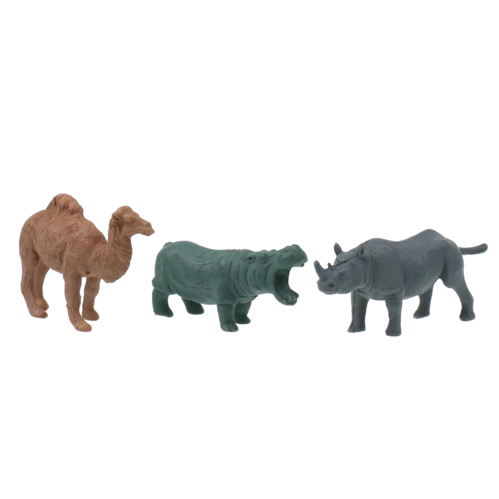MagiDeal 100 Pieces Plastic Wild Animals Figurine Zoo Animals Fence Tree Model Toys for School Classroom Children Birthday Gift