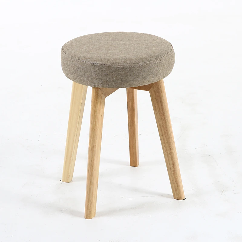 Louis Fashion Stools Ottomans Solid Wood Creative Dressing Nordic Fabric Can Be Disassembled and Washed Simple Modern Round