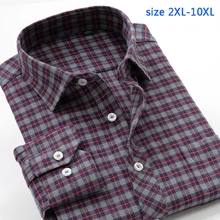 Новое поступление Модный комплект в клетку для весна-осень hihg qulatiy принт Мужская супер большой 10XL футболки с длинными рукавами размера плюс XXL-7XL8XL9XL10XL