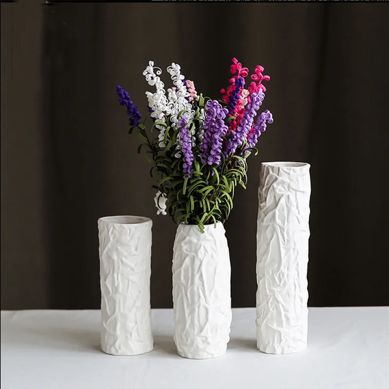 

Fold Style White Porcelain Flower Vase Ceramic Jardiniere The Entrance Decoraion Home Decor Potiche Multifunction Ornament