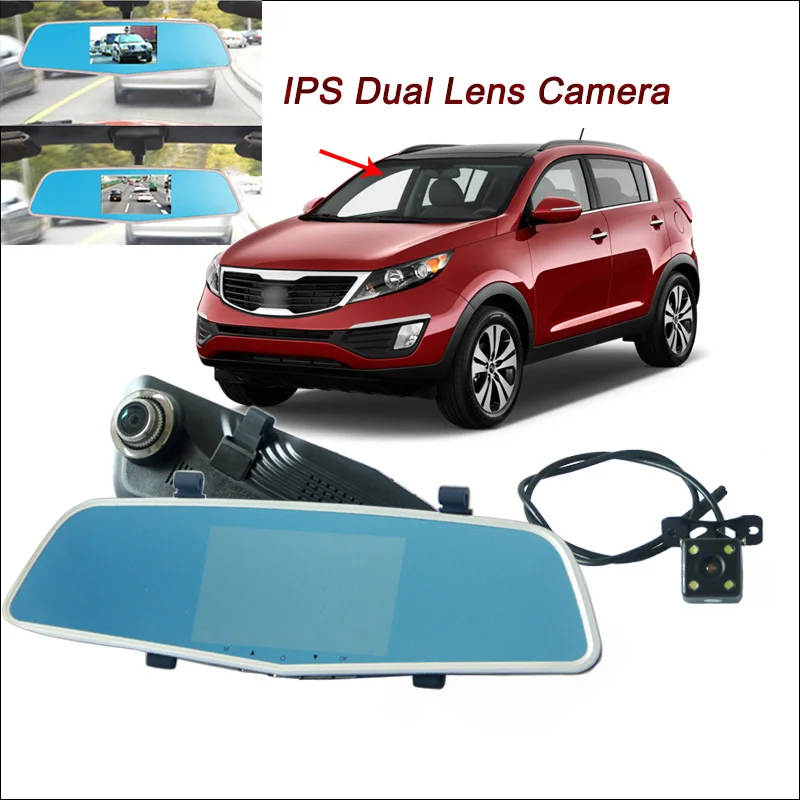 

BigBigRoad Car DVR Rearview Mirror Video Recorder G-sensor Dual lens Novatek 96655 5 inch IPS Screen dash cam For kia sportage